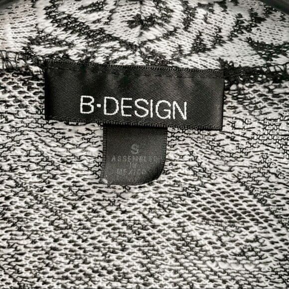 B Design Women's Open Front Cardigan - Black & White Aztec Print, Soft Knit - Picture 3 of 3